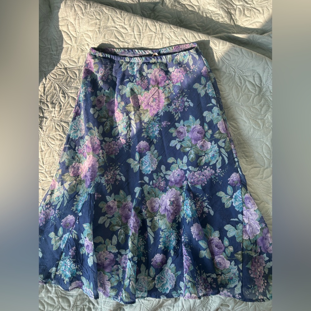 Karin Stevens Pink and Purple Pleated Midi Skirt
